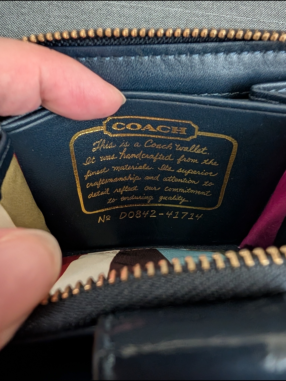 COACH Signature Navy Canvas & Leather Small Wallet - Picture 6 of 6